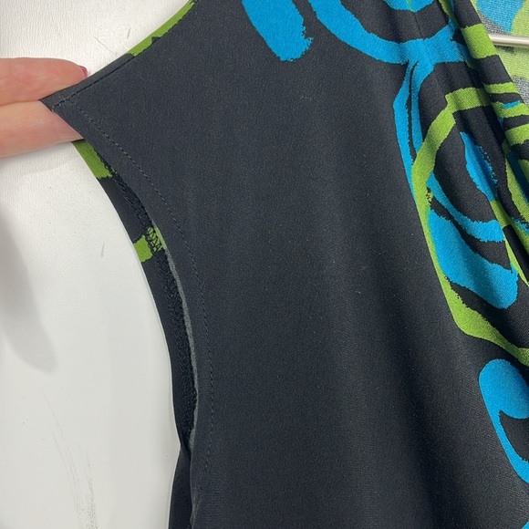 Signature London Womens Dress M Black Green Pullover Swirl Pattern Soft Classy - Picture 4 of 12